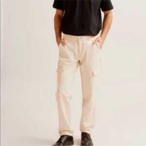 KOTN Men’s Cream Cargo Carpenter Workwear Straight Leg 100% Cotton Pants 32